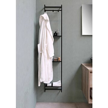 Wandframe inclusief 2 handdoekhaakjes Frame vrij aan de wand te monteren 35 x 11,5 x 169 cm - Mat zwart
