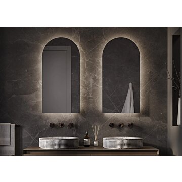 Moderne BANGKOK spiegel met dimbare LED-verlichting en verwarming – stijlvolle wandspiegel met indirect licht, strak design en CE-markering voor een eigentijds interieur.