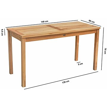 Teak Tuintafel | 140x60x75 | Balkontafel Teakhout - DEVI-ST014