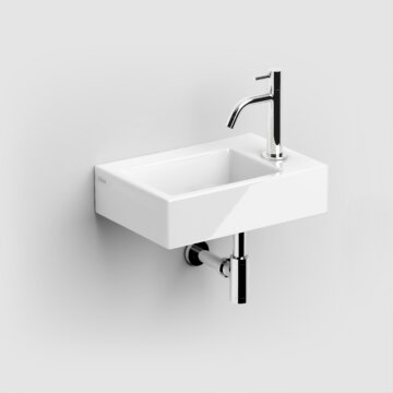 Clou - Flush 2 Fontein 36cm, Met Kraangat, Met Afvoerplug, Glanzend Wit Keramiek