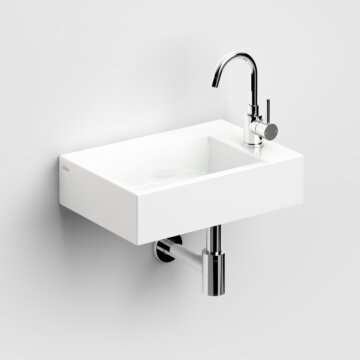 Clou - Flush 2 Plus Fontein, Met Kraangat, Zonder Afvoerplug, Glanzend Wit Keramiek