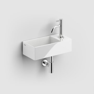 Clou - New Flush 3 Fontein Rechts, Met Kraangat En Afvoerset, Glanzend Wit Keramiek