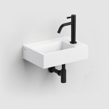 Clou - Flush 2 Fontein 36cm, Met Voorbewerkt Kraangat, Met Afvoerplug, Mat Wit Aluite