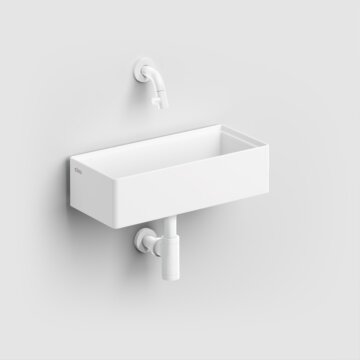 Clou - New Flush 3.1 Fontein, Met Afvoerplug, Zonder Kranenbank, Mat Wit Aluite