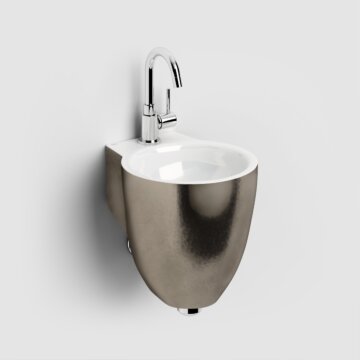 Clou - Flush Glanzend Platina/wit Keramiek, Met Kraangat