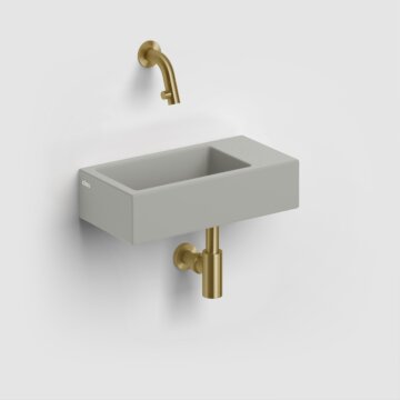 Clou - Flush 3 Fontein Rechts 36cm, Zonder Kraangat, Met Afvoerplug, Mat Grijs Keramiek