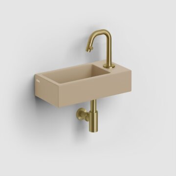 Clou - Flush 3 Fontein Rechts 36cm, Met Kraangat, Met Afvoerplug, Mat Mosterd Keramiek