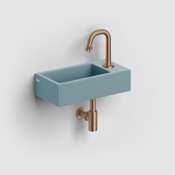 Clou - Flush 3 Fontein Rechts 36cm, Met Kraangat, Met Afvoerplug, Mat Blauw Keramiek