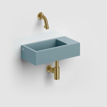 Clou - Flush 3 Fontein Rechts 36cm, Zonder Kraangat, Met Afvoerplug, Mat Blauw Keramiek