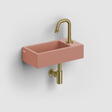 Clou - Flush 3 Fontein Rechts 36cm, Met Kraangat, Met Afvoerplug, Mat Roze Keramiek