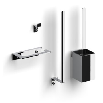 Clou - Fold Accessoireset Bestaande Uit Toiletborstel, Toiletrolhouder, Reserverolhouder En Kledinghaak, Chroom