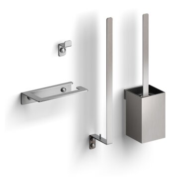 Clou - Fold Accessoireset Bestaande Uit Toiletborstel, Toiletrolhouder, Reserverolhouder En Kledinghaak, Rvs Geborsteld