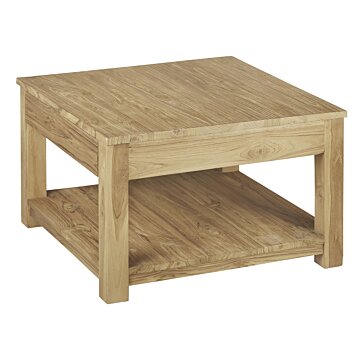 Teak salontafel met lade en onderblad | 60x60x45 - DEV-CT-1L-60-60-45