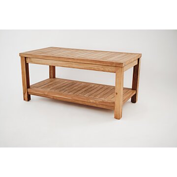 Teak Tuin Salontafel met Onderblad | 100x50x45