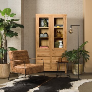 Corona | Teak Vitrinekast | 100x40x190 - TWR-JN0224