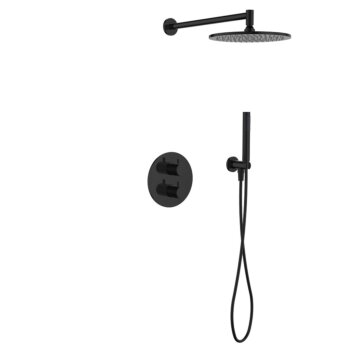 Regn complete thermostatische regendouche inbouwset met rond bedieningselement Gun metal black