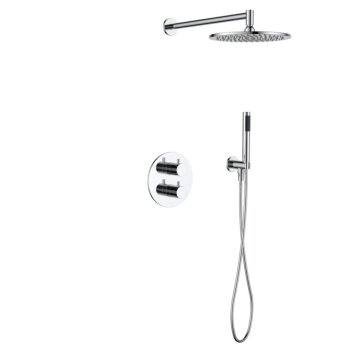 Regn complete thermostatische regendouche inbouwset met rond bedieningselement Chroom