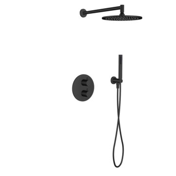 Regn complete thermostatische regendouche inbouwset met rond bedieningselement Mat zwart