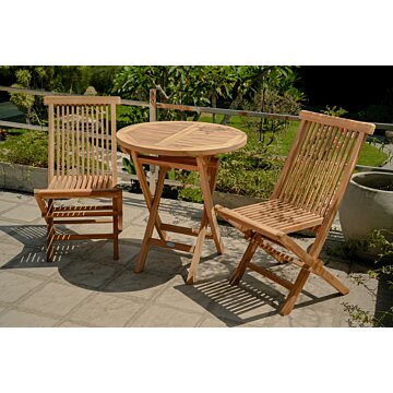 Teak Houten Klaptafel | Rond | Ø 70 - ST-019