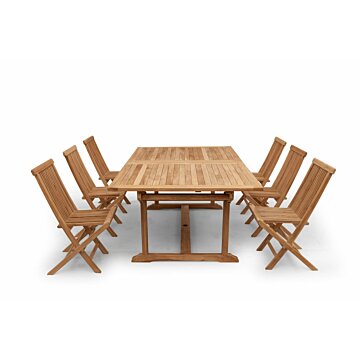 Summer Teak Tuinset | Uitschuifbare tuintafel met 6 Tuinstoelen  - FA092+FA001(tenerif)