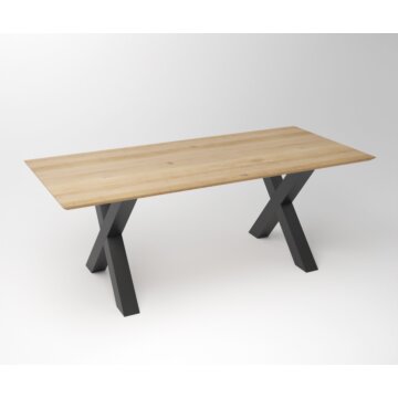 Eiken Tafel Facet | X Frame Black