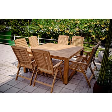Teak Tuintafel 160x160x75 | Grote tuintafel vierkant