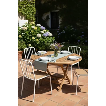 Ronde teakhouten klaptafel van massief teak, inklapbare tuintafel met diameter van 120 cm