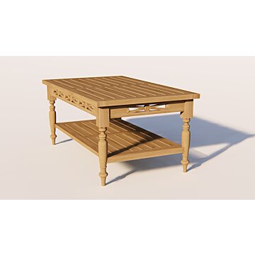 Batavia salontafel van massief teak 100x50 cm met onderplank – klassiek buitenmeubel

