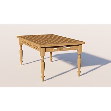Batavia salontafel van massief teakhout 100x50 cm – klassiek tuinmeubel met sierpoten