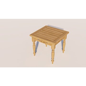 Batavia koffietafel van massief teak 60x60 cm met houtsnijwerk – Teakea tuinmeubel

