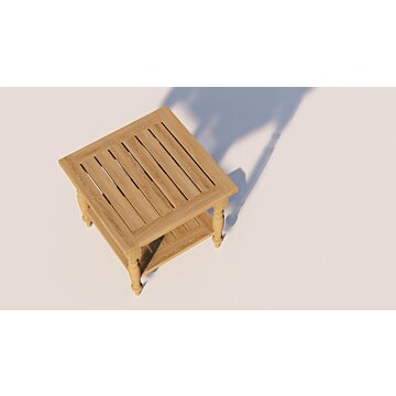 Teakea Batavia teak bijzettafel met onderplank 60x60 cm – klassiek tuinmeubel van massief teakhout