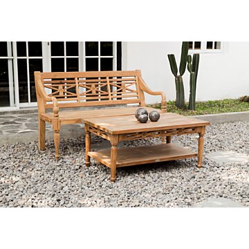 Batavia salontafel van massief teak 100x50 cm met onderplank – klassiek buitenmeubel


