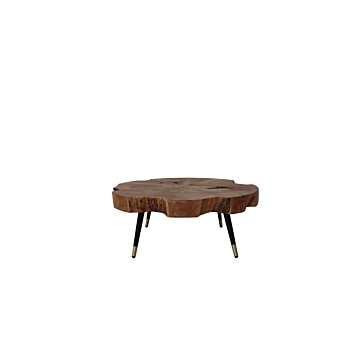 Teakhouten Boomstam Salontafel 80 Rond  - salontafel80rond