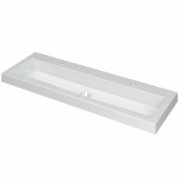 Ink Dock Wastafel Polystone met 2 kraangaten - Glans wit - 120x40 cm