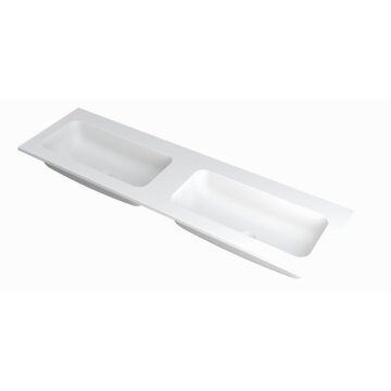 FAKTOR Wastafel in polystone | 120 x 45 x 1,5 wasbak dubbel