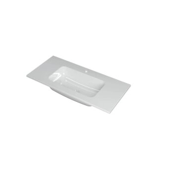Ink Faktor Wastafel polystone midden met 1 kraangat - Glans wit - 1000x450x15 mm (bxdxh)