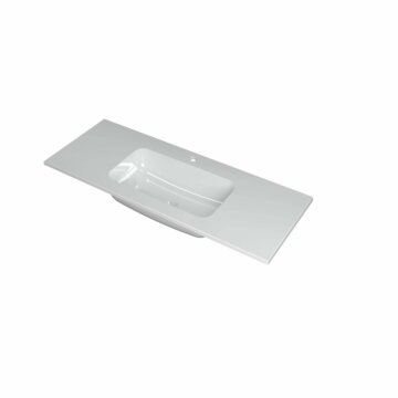 Ink Faktor Wastafel polystone midden met 1 kraangat - Glans wit - 1200x450x15 mm (bxdxh)