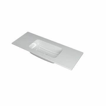 Ink Faktor Wastafel polystone midden zonder kraangat - Glans wit - 1200x450x15 mm (bxdxh)