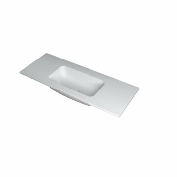 Ink Faktor Wastafel polystone midden zonder kraangat - Mat wit - 1200x450x15 mm (bxdxh)