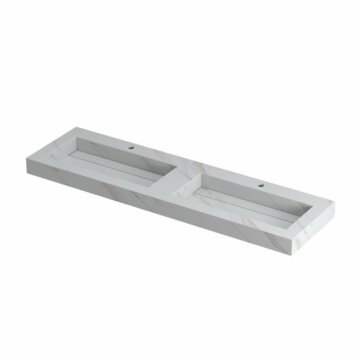 Ink Pitch dubbele meubelwastafel 160x45cm keramische slab - 2 kraangaten - Calacatta