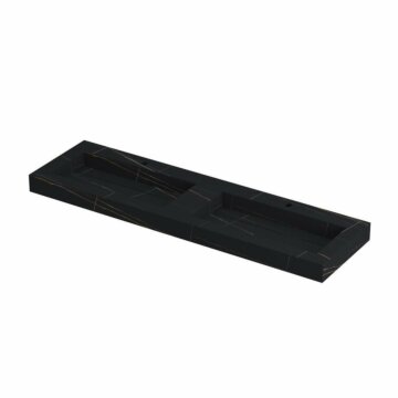 Ink Pitch dubbele meubelwastafel 160x45cm keramische slab - 2 kraangaten - Lauren black