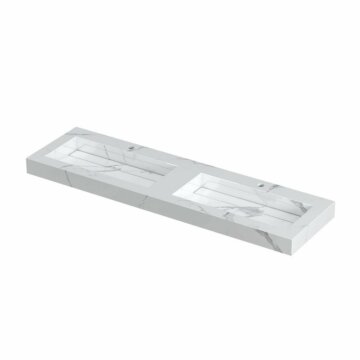 Ink Pitch dubbele meubelwastafel 160x45cm keramische slab - 2 kraangaten - Statuario