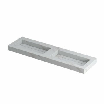 Ink Pitch dubbele meubelwastafel 160x45cm keramische slab - zonder kraangaten - Calacatta