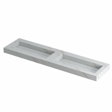 Ink Pitch dubbele meubelwastafel 180x45cm keramische slab - zonder kraangaten - Calacatta
