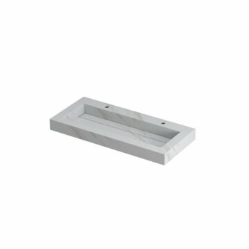 Ink Pitch meubelwastafel 100x45cm keramische slab - 2 kraangaten - Calacatta