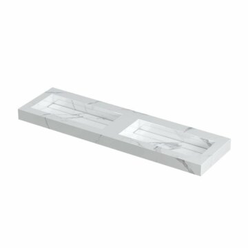 Ink Pitch dubbele meubelwastafel 160x45cm keramische slab - zonder kraangaten - Statuario