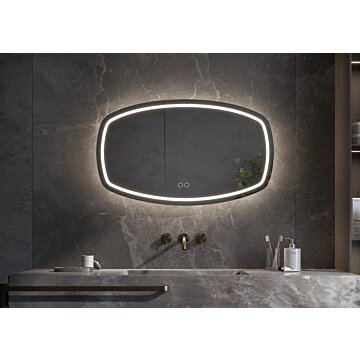 KÖLN ovalen LED spiegel met touchdimmer en spiegelverwarming – Scandinavisch design, diverse maten, CE-gecertificeerd, condensvrij glas, snelle levering.