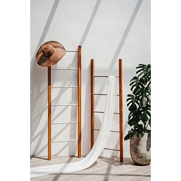 Decoratie ladder | Teakhout met RVS Stijlen-50x5x175