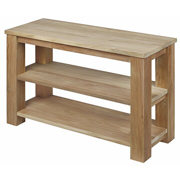Minimalistisch teak badkamermeubel Linean van massief hout, geschikt voor opbouw waskom – vochtbestendig en leverbaar in diverse maten