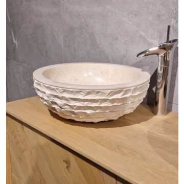 Mountain | Wit Marmeren Waskom | 40x15 - MOUNTAIN-CREAM